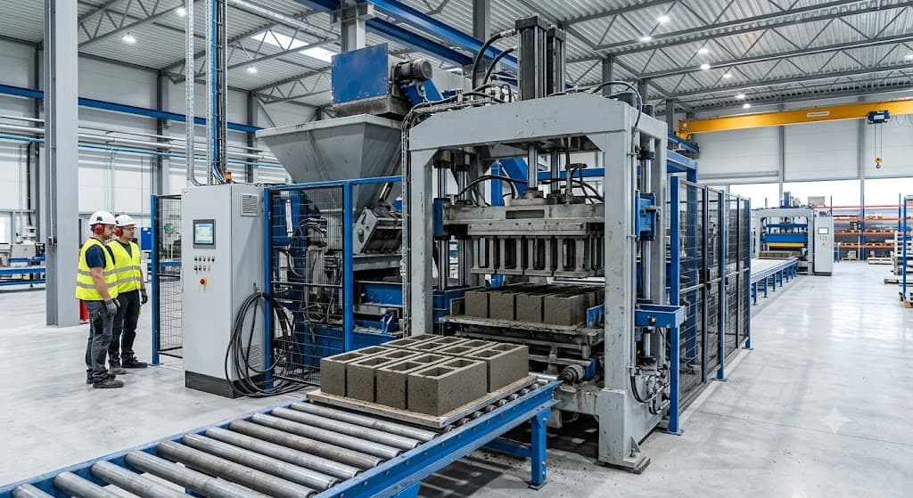 Planta de block y adoquin en operacion industrial